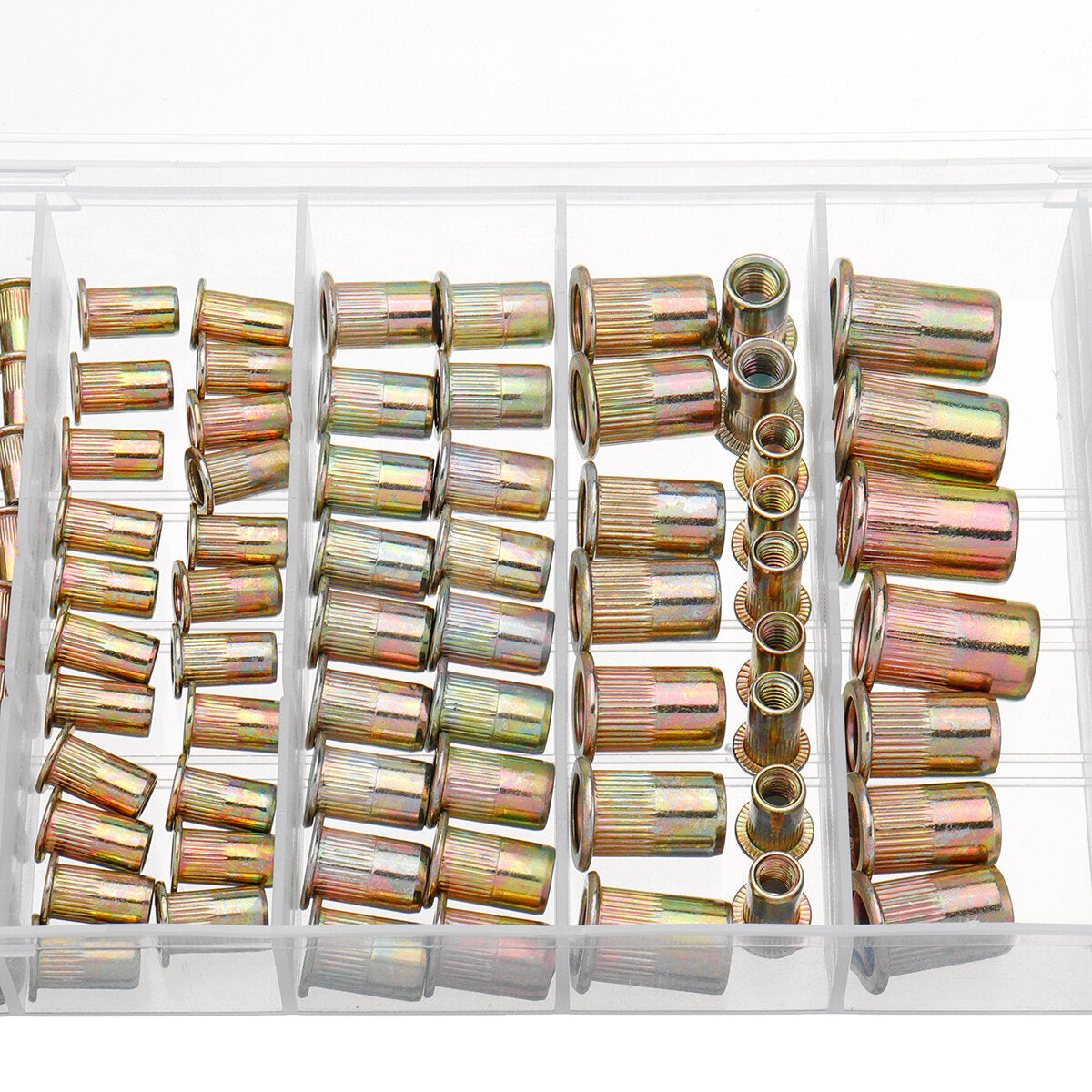 165PCS M3 M4 M5 M6 M8 M10 M12 Mixed Zinc Plated Carbon Steel Rivet Nut Insert Nuts Assortment Kit