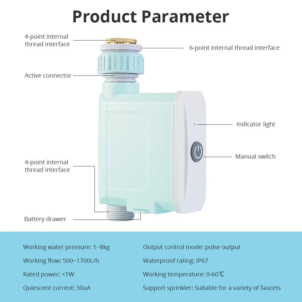 Bluetooth Smart Irrigation Valve Watering Timer Outdoor APP Remote Control Garden Auto Controller Work with Alexa