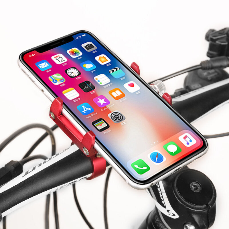 Aluminum Alloy Phone Holder 3.5"-6.5" Adjustable Phone Clip Stand Shockproof Portable Bike Holder Phone Bracket For Cycling Bicycle