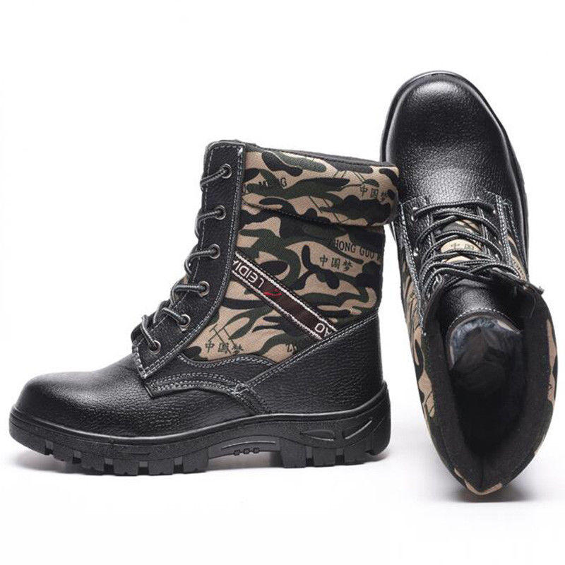 Winter Men Camouflage Steel toe Fur Lined work Ankle boots Labor Safety Shoes Work Shoes Waterproof