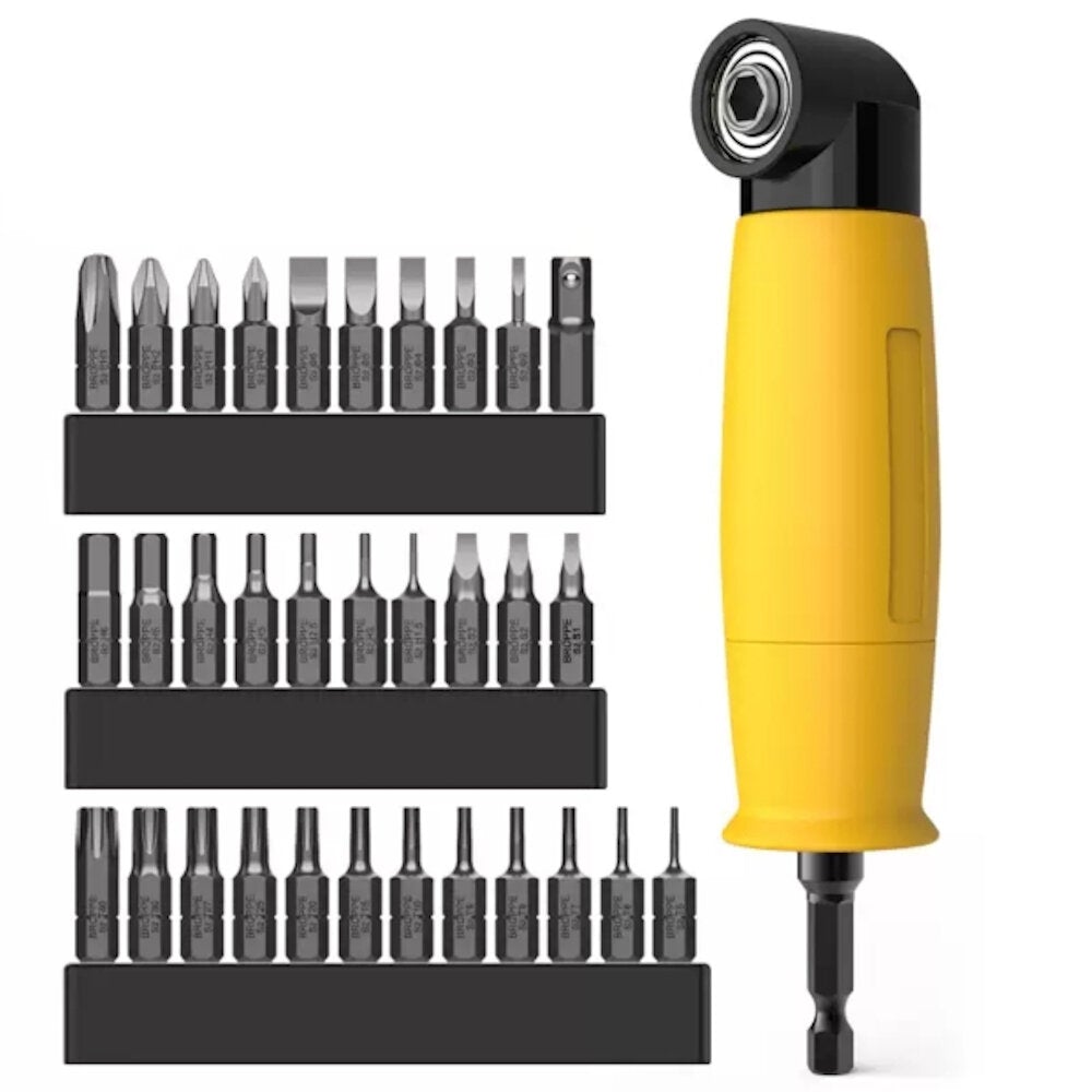 1/4inch 6.35mm Interface 90 Degree Electric Corner Screwdriver Bit with 10Pcs/32Pcs 25mm Bits