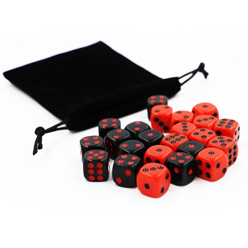 24Pcs Dice Game Gadget Red And Black Having Fun Dice Set For Bar KTV Karaoke Party Home Table Game With Storage Bag