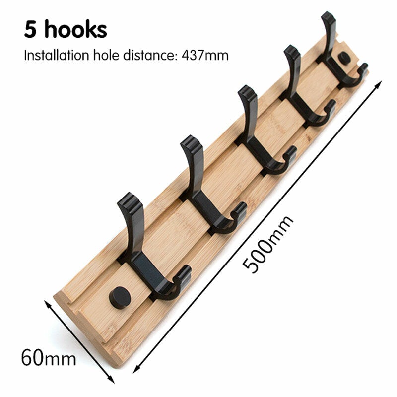 3/4/5 Hooks Wall Coat Rack Storage Hook Hat Clothes Hanger Home Bedroom Organizer