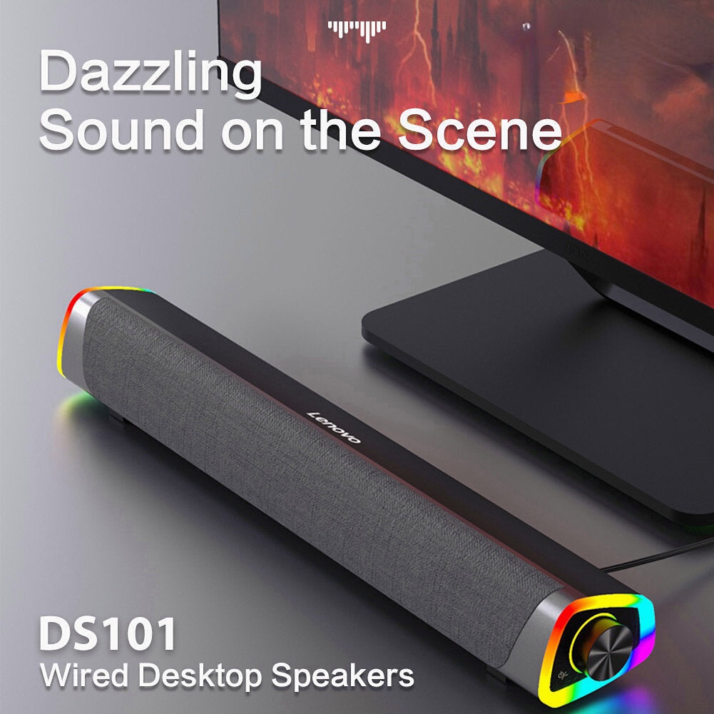 Soundbar Computer Wired RGB Lighting Speaker Stereo Surround Subwoofer Soundbar For Macbook Laptop Notebook PC Player