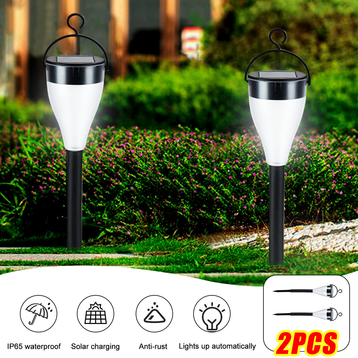 LED Solar Ground Stake Light Garden Lawn Lamp Pathway Energy-saving Waterproof