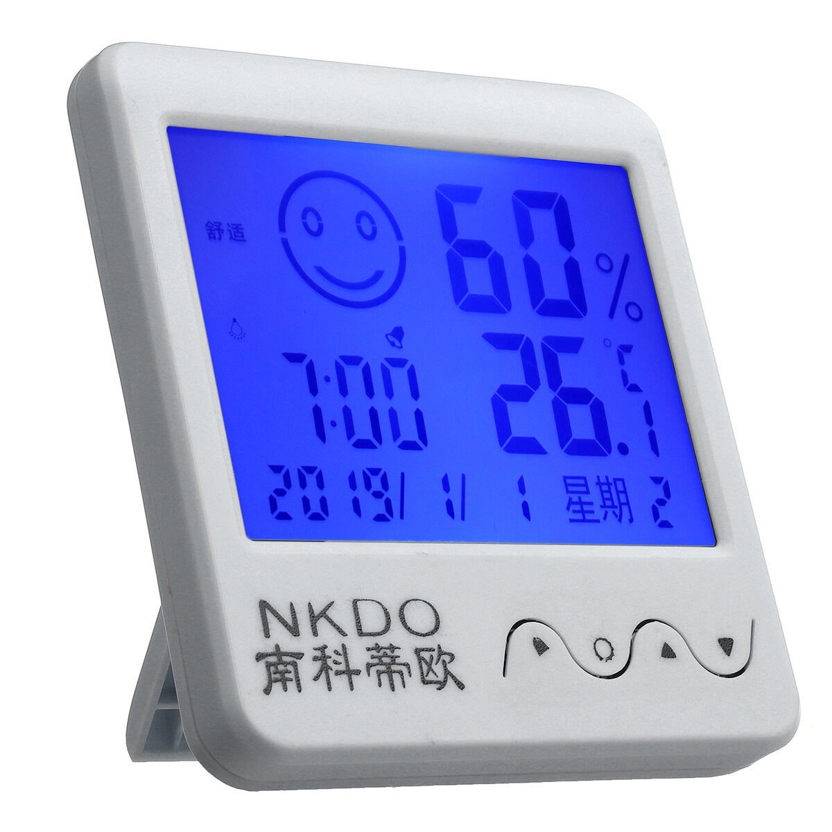 Digital Desktop Thermo-hygrometer Alarm Clock LCD Screen Temperature Humidity