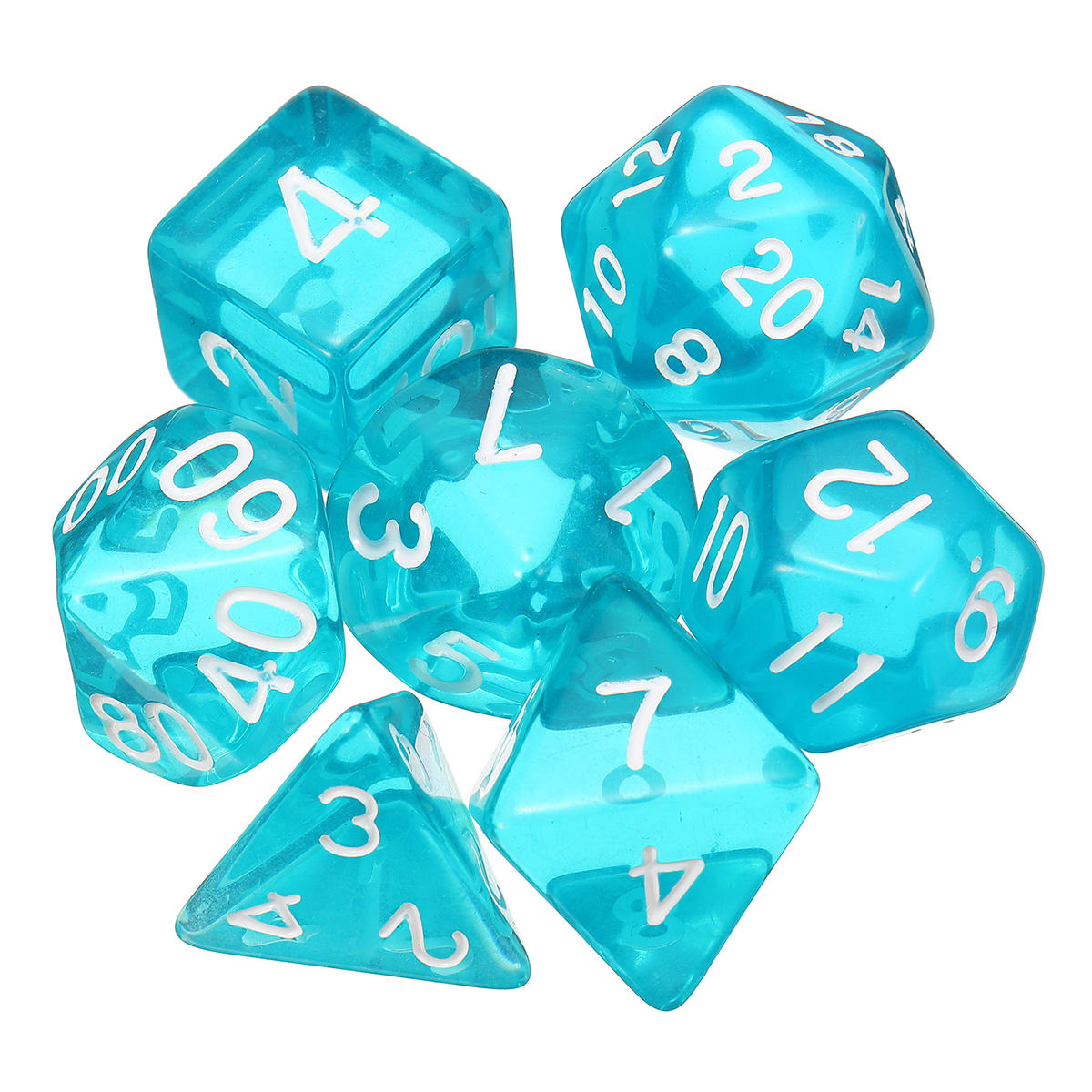 7 Pcs Dice Polyhedral Dices Set Translucent RPG Gadget Multisided Dice With Bag