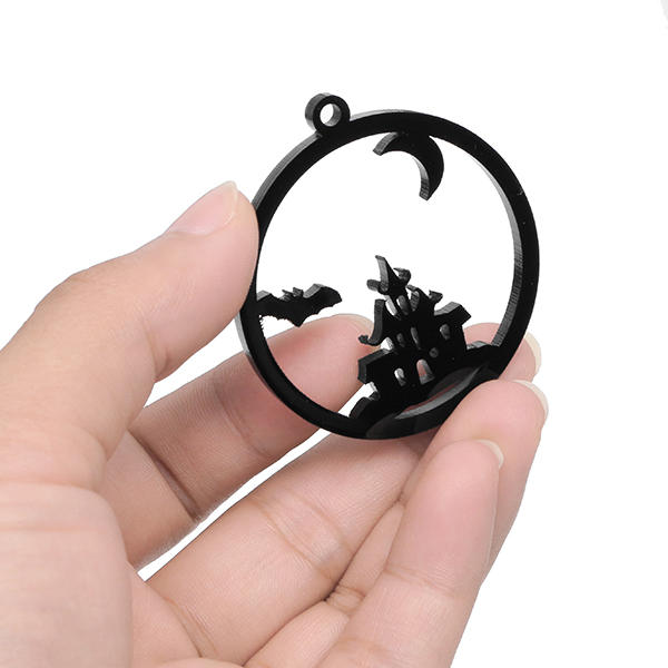 Acrylic DIY Frame Bezel Pendant Black Plastic UV Resin Box Christmas Decoration Gift 8 Pattern with Hole