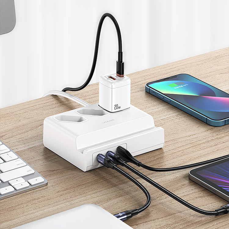 6-in-1 USB Power Strip: 65W PD Charger, 3 AC Outlets, Dual USB-C, QC3.0