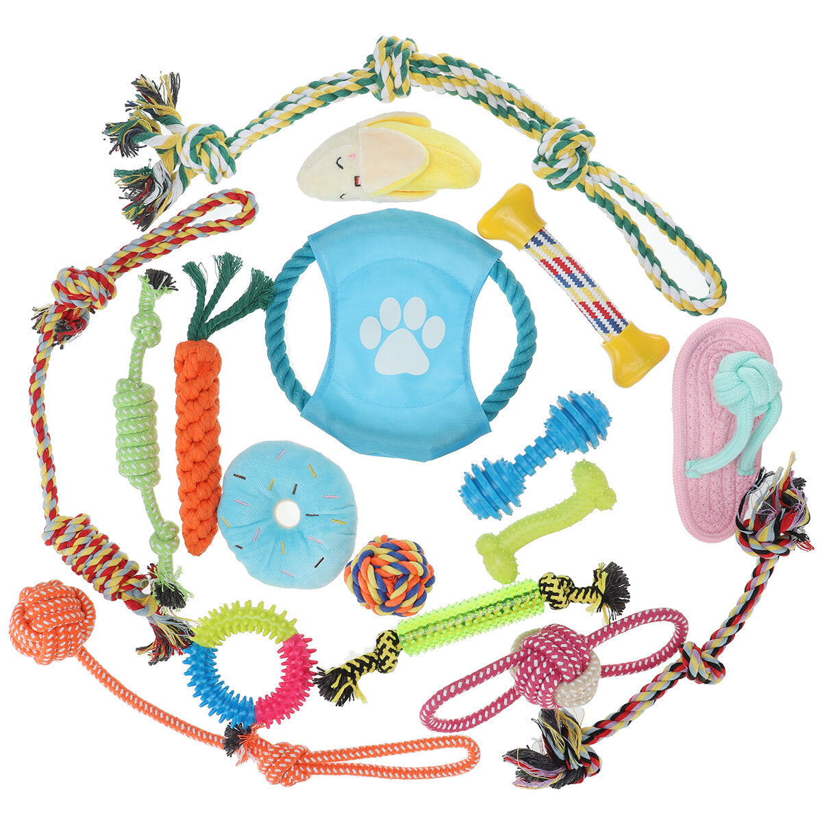 Dog Rope Toys Set 13/17 Pack Dog Chew Toys for Dog Teeth Grinding Cleaning Ball Play IQ Training Interactive Knot Dental Health Chewing Biting Durable Toys