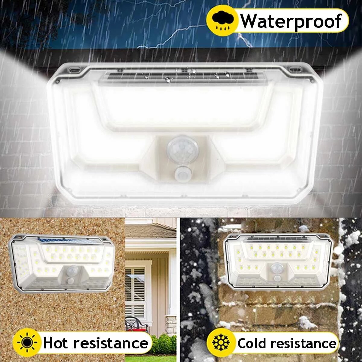 44COB+50LED Solar Lights IP67 Wall Light 3 Modes Security 270 Wide Angle Lighting Night Light Motion Sensor