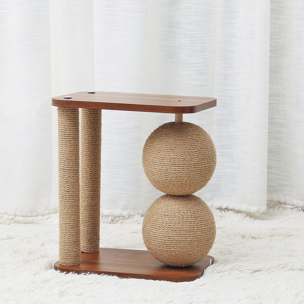 Cat Toy Wooden Bottom Plate Circular Grinding Claw Ball Cat Toy Climbing Frame Cat Toy With Sisal Ball