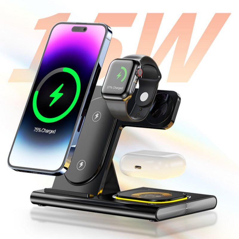 Fast Wireless Charger with Lights for Qi-enabled Devices: iPhone 15/14/13, Mate60 Pro, Galaxy Z Flip4, AirPods, Watch