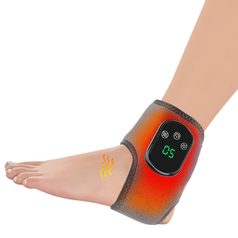 Rechargeable Electric Heating Wrist Guard with 5-Level Hot Compress, Massage Brace for Ankle, Hand, and Foot