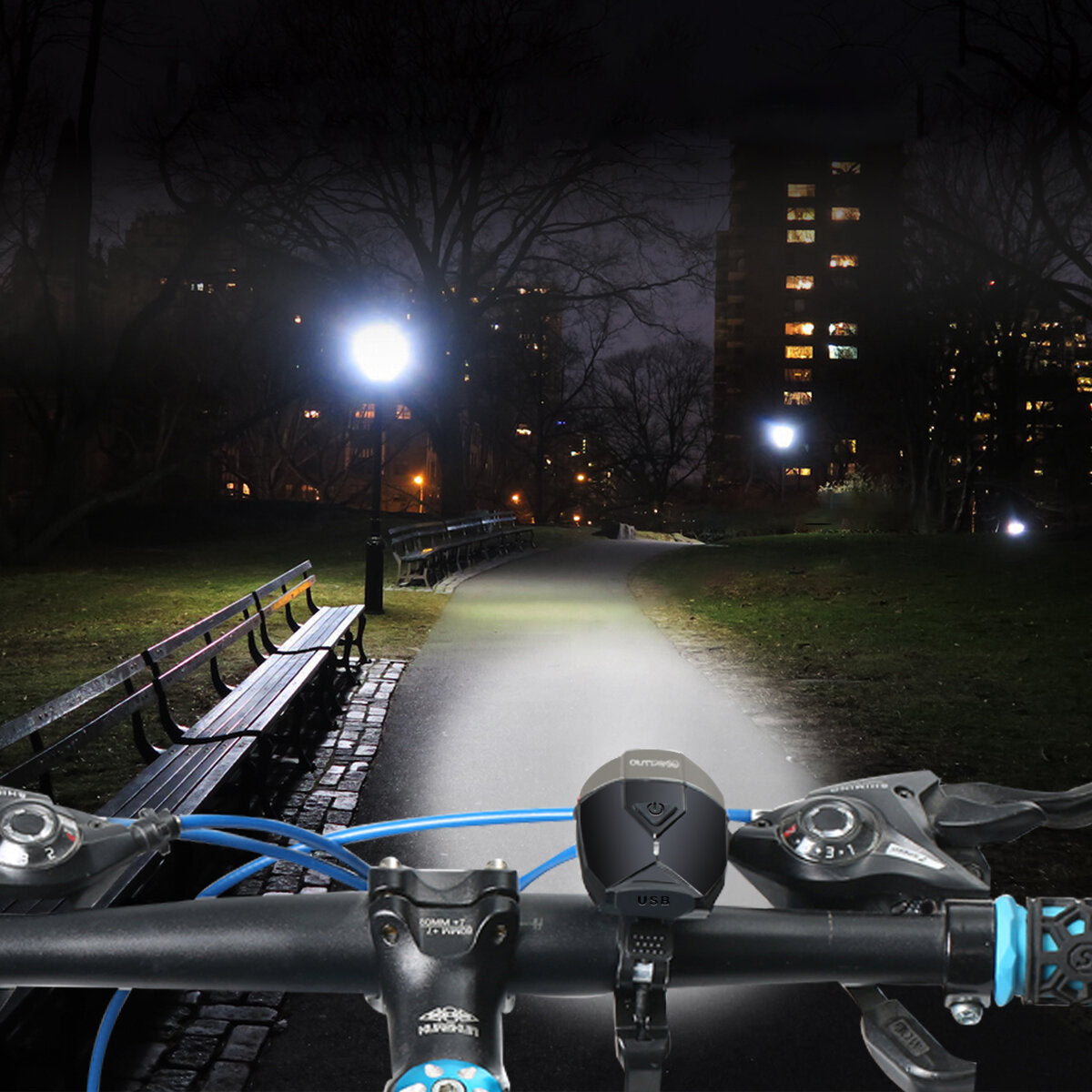 LED Bike Light Set 3 Modes Adjustable Bike Headlamp Tail Rear Lamp USB Rechargeable Waterproof for Road MTB Bike