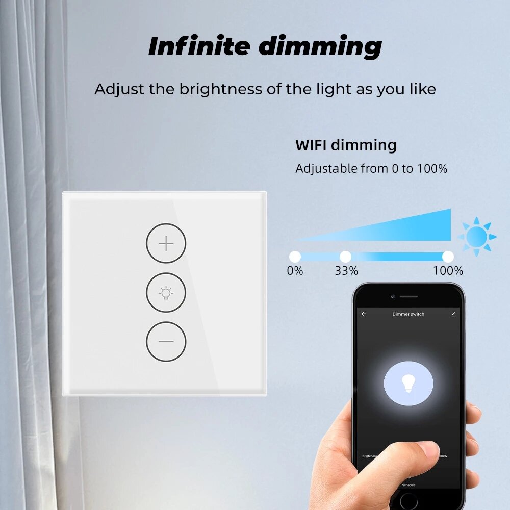 WiFi Touch Dimmer Switch Light APP EU/US Wireless Timer Remote Control with Alexa Google Home