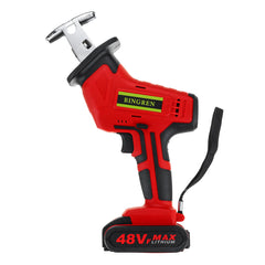 48VF Electric Cordless Reciprocating Saw Chainsaw + 4 Saw Blades Metal Cutting Woodworking Tools Set