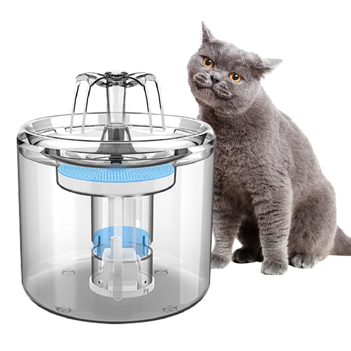 Cat Water Fountain Dog Water Dispenser 88OZ 2.6L Autoxic Pet Drinking Fountain Transparent Upgraded with Filter and Adjustable Silent Water Pump