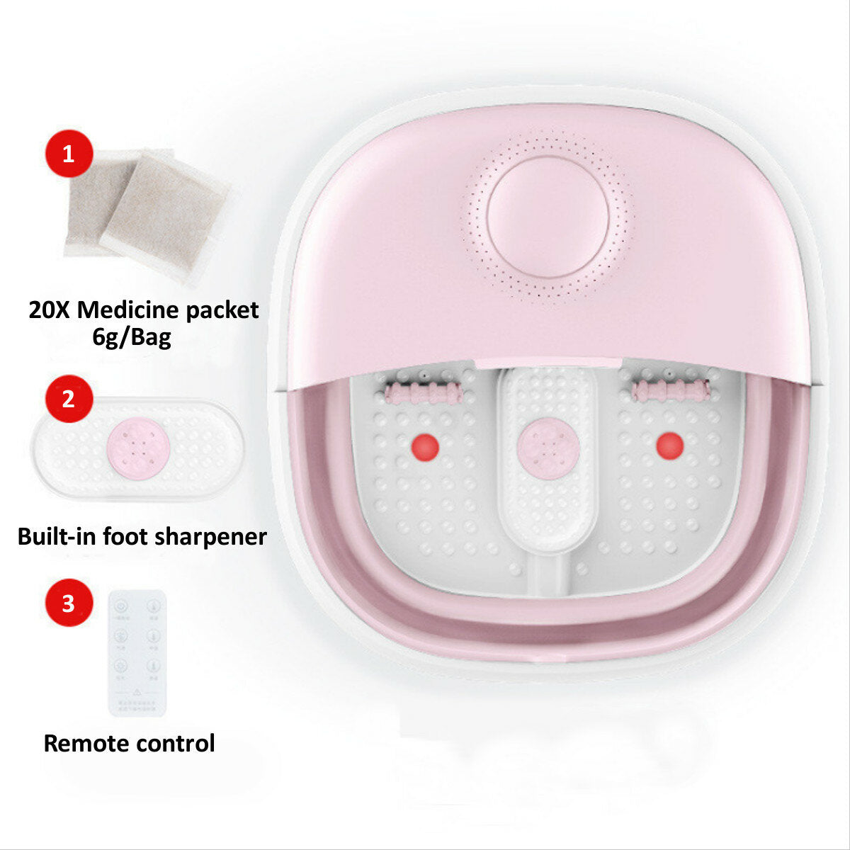 110V Foldable Foot Spa Bath Massager Red Light Motorized Electric Feet Tub Shower 5.7L