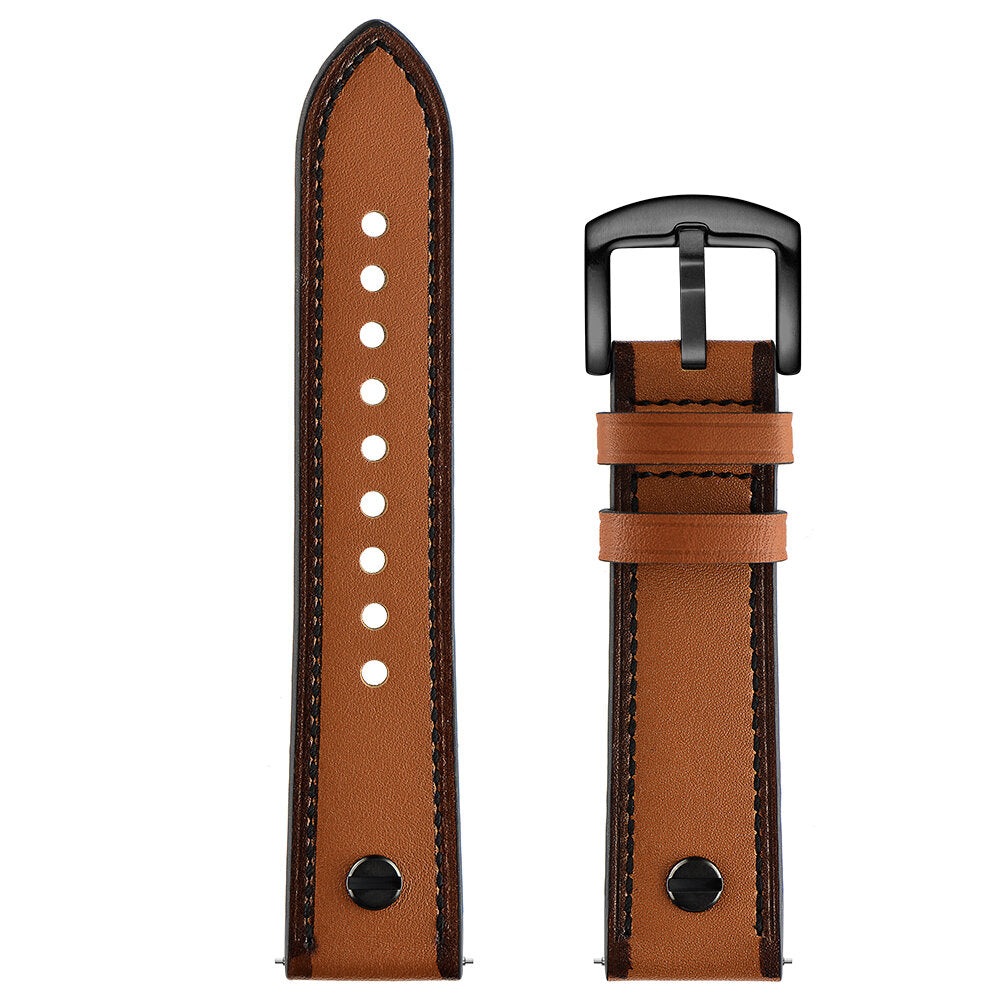 22mm Genuine Leather Replacement Strap Smart Watch Band For 46mm Smart Watch