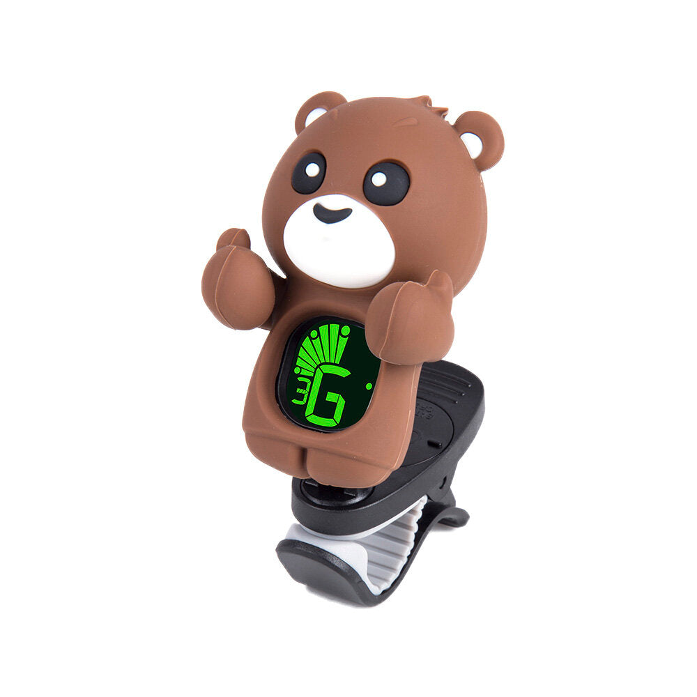 Acoustic Guitar Tuner Cute Cartoon Bear Clip-on Tuner Lcd Display for Guitar B Ukulele Violin Easy to Use