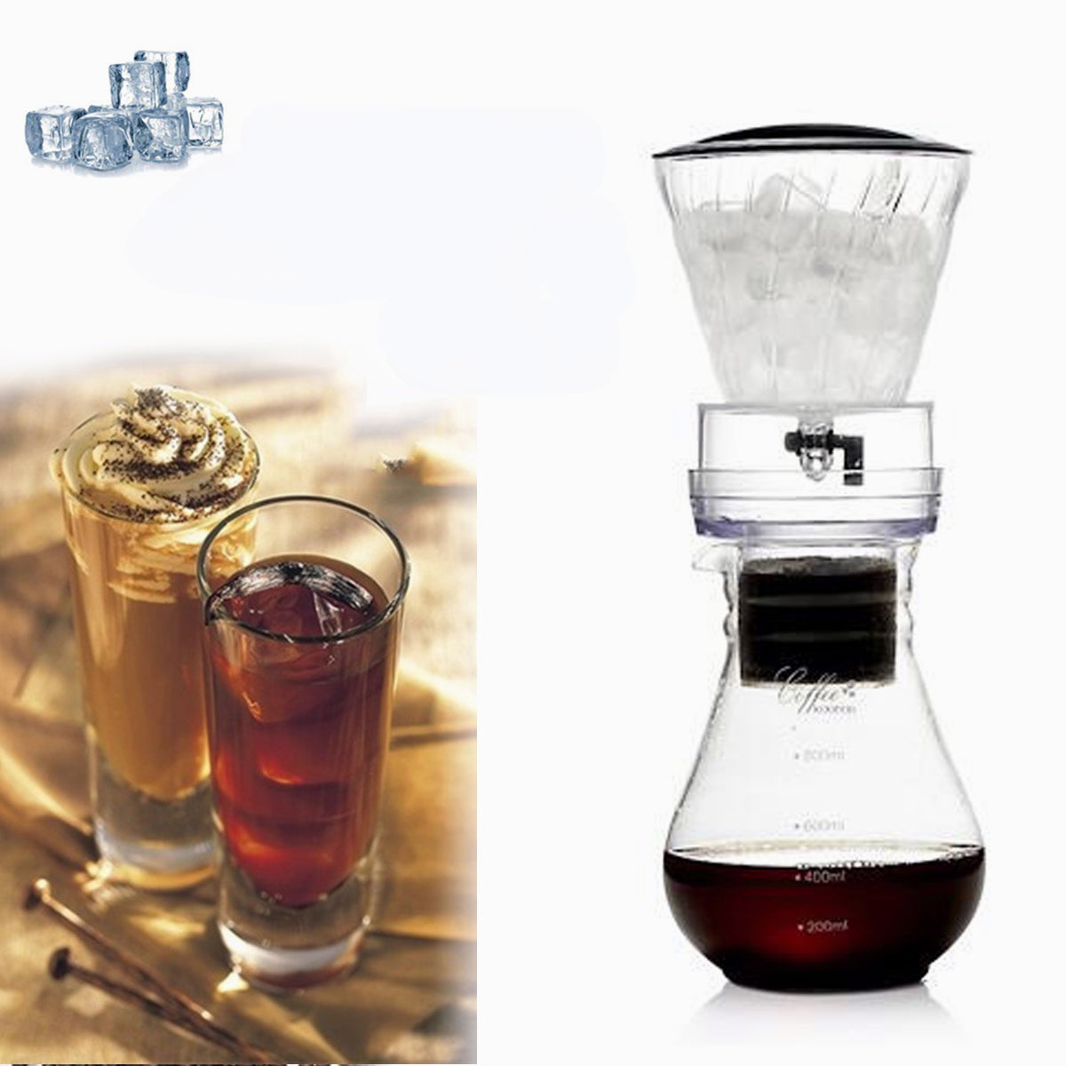 1000mL Glass Cold Iced Drip Brew Home Coffee Maker Pot Pour Over Coffee Maker Coffee Machine