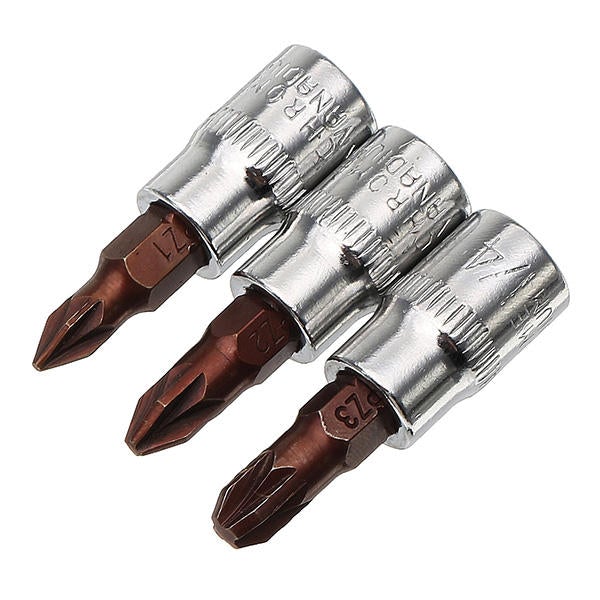 1/4 Inch Drive Sockets Set S2 Alloy Metric Screwdriver Bit Sockets Hex/Slotted/Phillips/Pozi/Torx