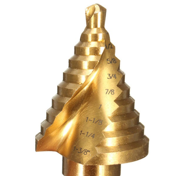 1/4 Inch to 1-3/8 Titanium Coated Step Drill Bit 9mm Round Shank