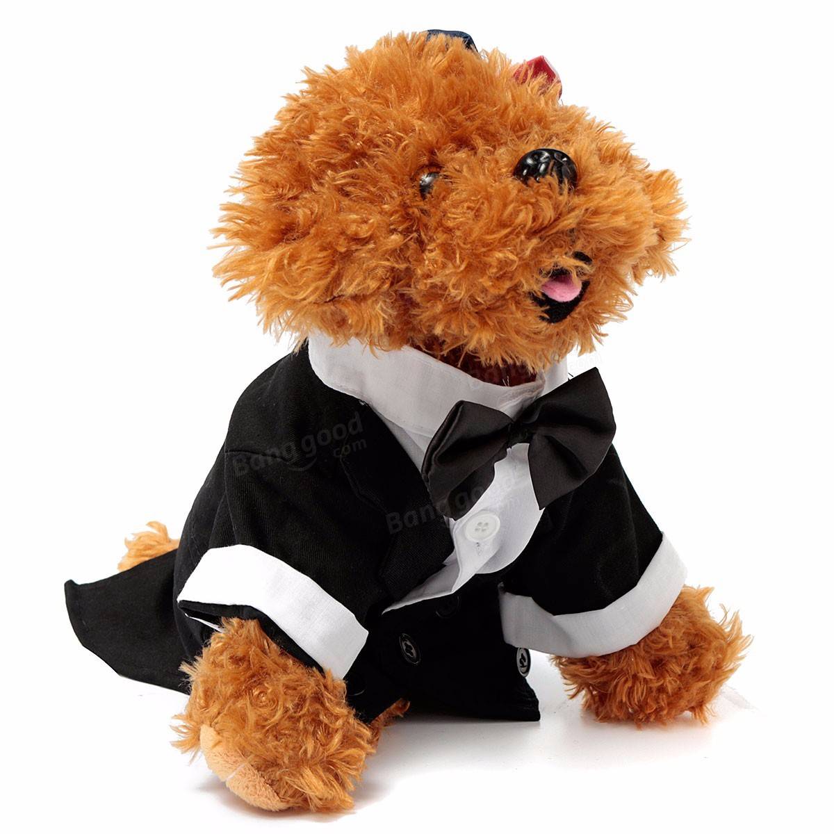 Pet Dog Cat Clothes Puppy Bow Tie Shirt Wedding Suit Clothes Tuxedo Costume Collared Shirt Jumpsuit