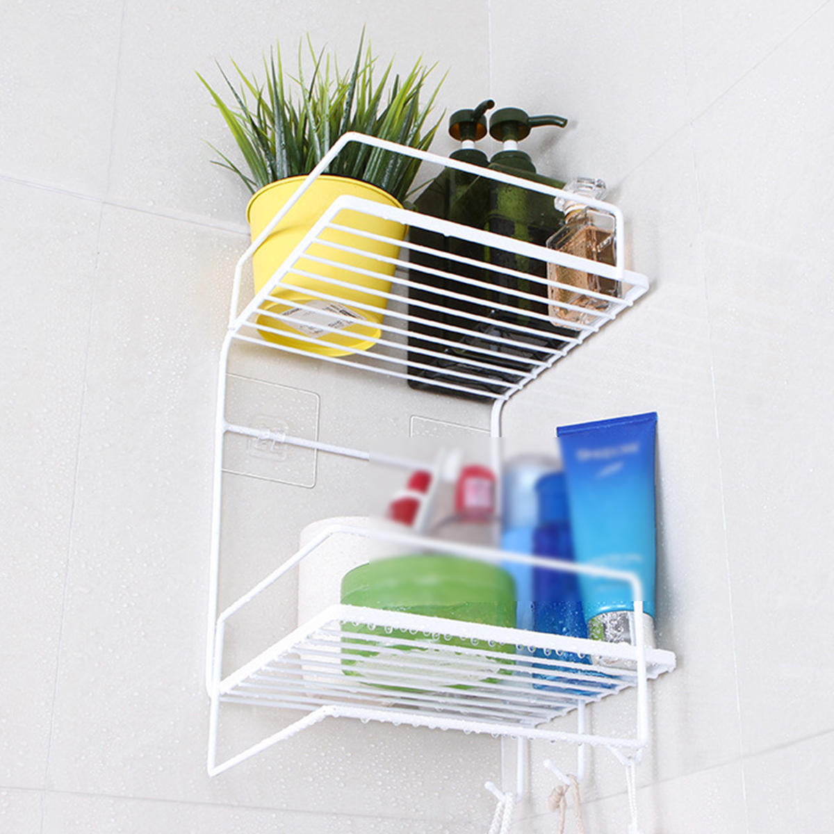 Bathroom Shelf Perforation-Free Wall-Mounted Kitchen Shelf Toilet Shelf Wall Corner Shelf Rack