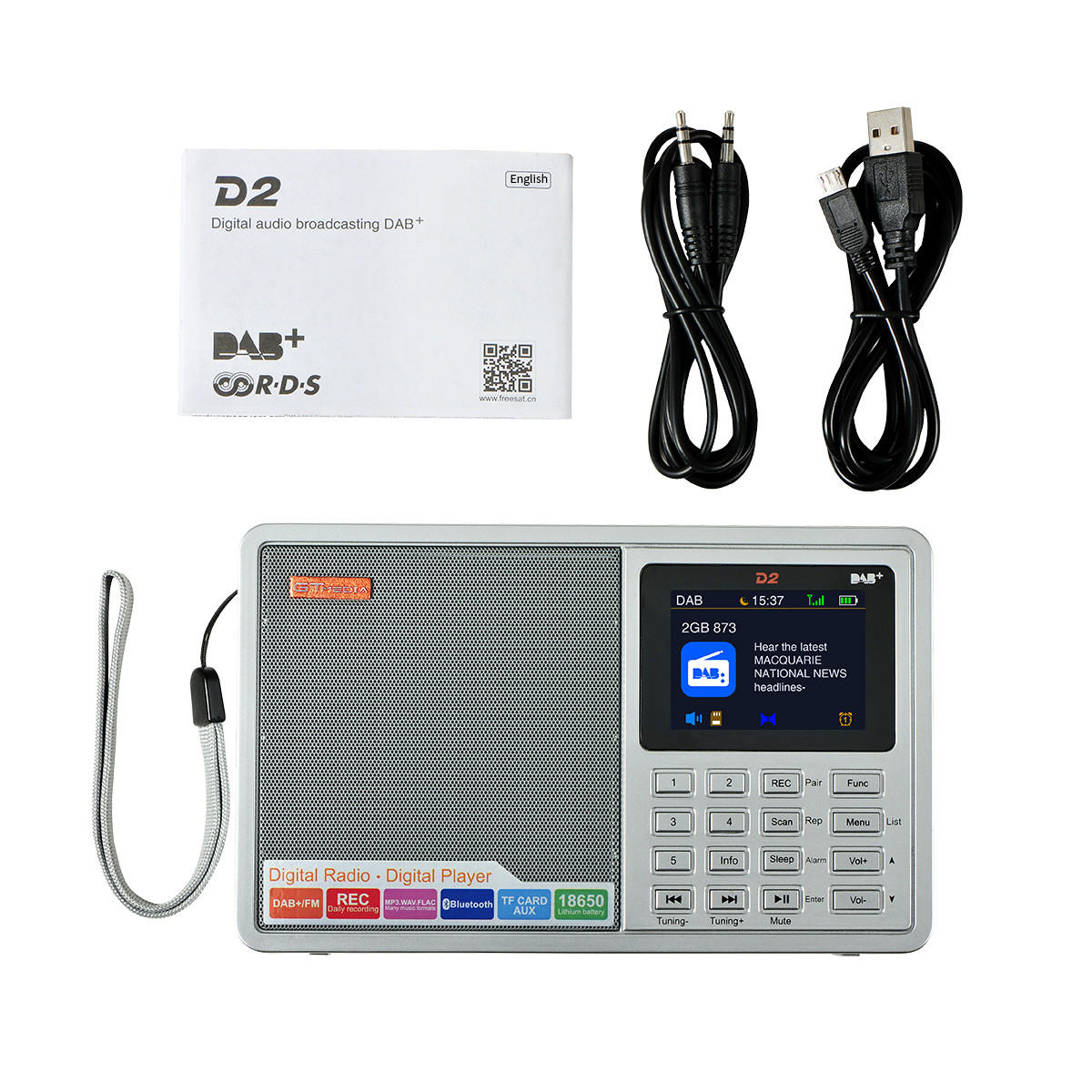DAB+ 174.92-239.20MHz DAB FM Full Band Digital Radio MP3 Music Player Clock Alarm