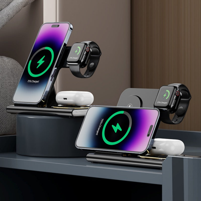 Fast Wireless Charger with Lights for Qi-enabled Devices: iPhone 15/14/13, Mate60 Pro, Galaxy Z Flip4, AirPods, Watch