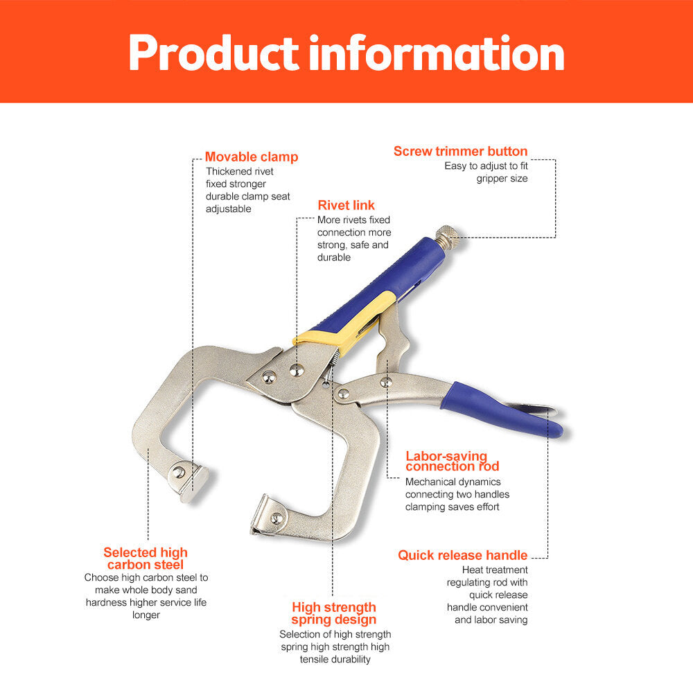 Heavy Duty C Clamp Pliers with Swivel Pads for Woodworking and Welding