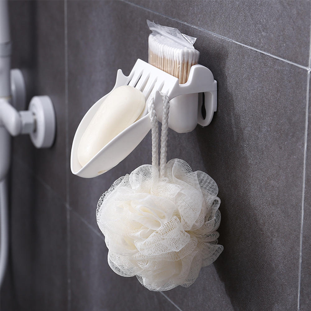 Non-Perforated Double-Layer Soap Box Strong Non-Stick Paste Bathroom Drain Toilet Wall-Mounted Soap Dual-Use Shelf Rack