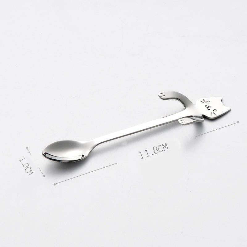 Stainless Steel Coffee Spoon Creative Kitty Hook Dirtproof Coffee Tea Spoon Scoop