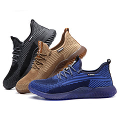 Men Steel Toe Work Shoes Safety Trainers Anti-smash Shoes Mesh Breathable Casual Hiking Shoes