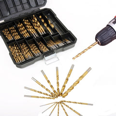 100/130pcs HSS Twist Drill Bit Set Titanium-Coated Bits Woodworking Masonry for Wood Steel