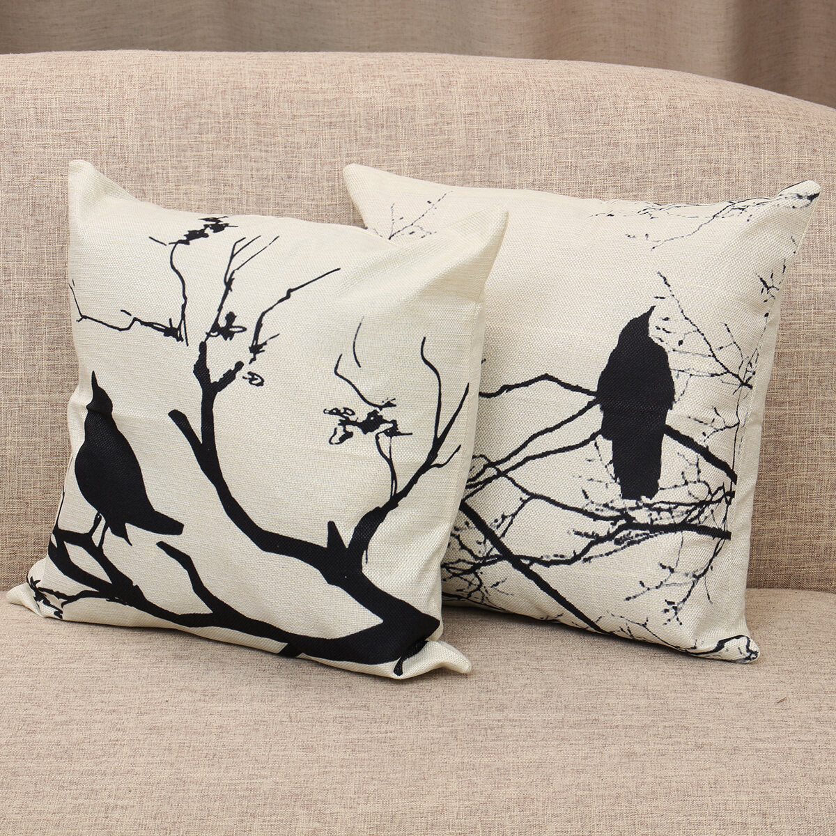 Branch Bird Throw Pillow Case Cushion Cover Linen Pillow Protector 45*45cm Home Decor for Bedroom Couch Sofa Bed Car