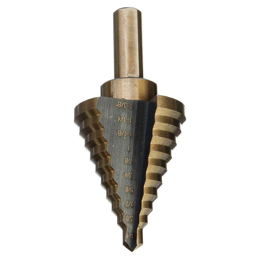 1/4 to 1-3/8 Inch HSS Cobalt Step Drill Bit Universal Shank Multiple Hole