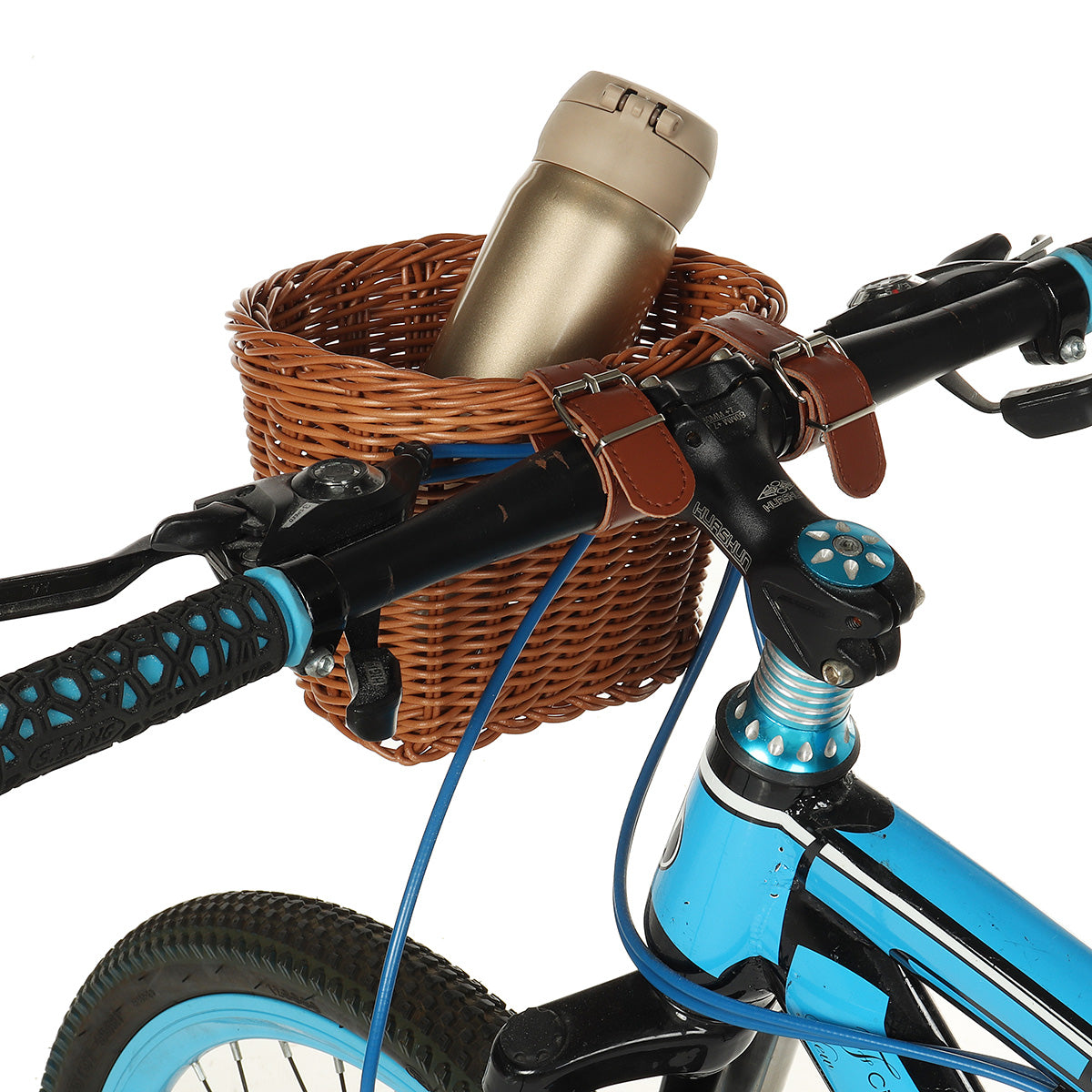 Kids Children's Rattan Bicycle Bike Front Basket Leather Strap Shopping Storage Case Kids Bike DIY Accessories