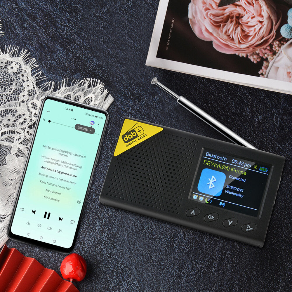 Portable 2.4 inch Digital Display Radio DAB/DAB+ FM Receiver 5.0 Bluetooth Speaker Rechargeable
