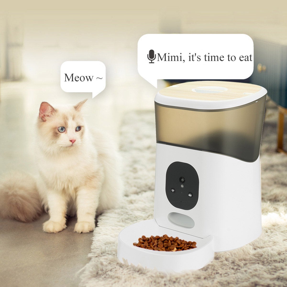 5L Pet Feeder Wi-Fi Remote Control Voice Control Cat Dog Feeder with Dual Power Design