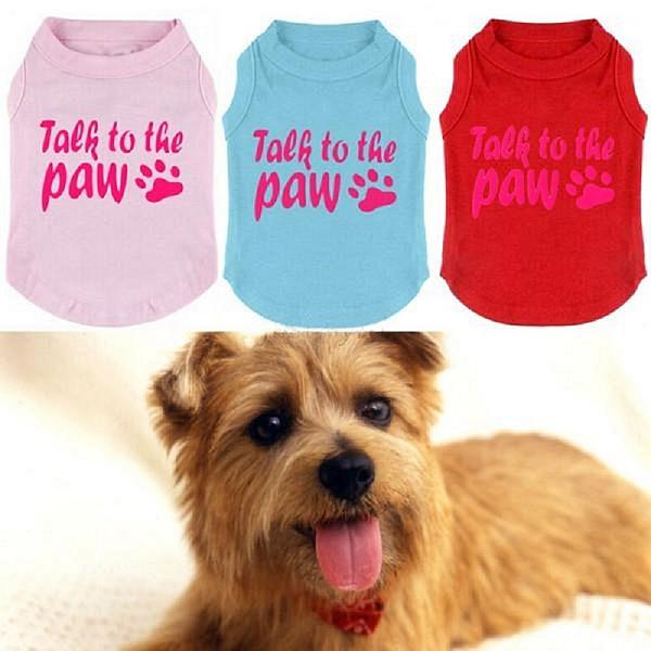 Talk to the Paw Small Paw Print Pet Dog Cat Summer Cotton Vest