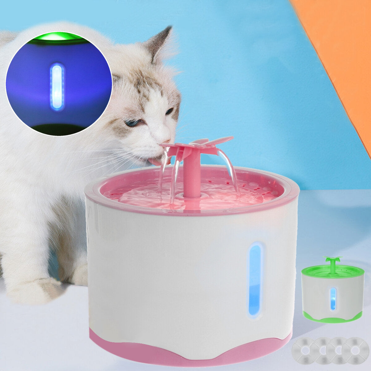 2.6L Intelligent Cat Water Dog Water Dispenser Feader Flowing Fountain for Pet Filters Drinker With Luminous LED Silent Pump Prevent Dry Burning Design