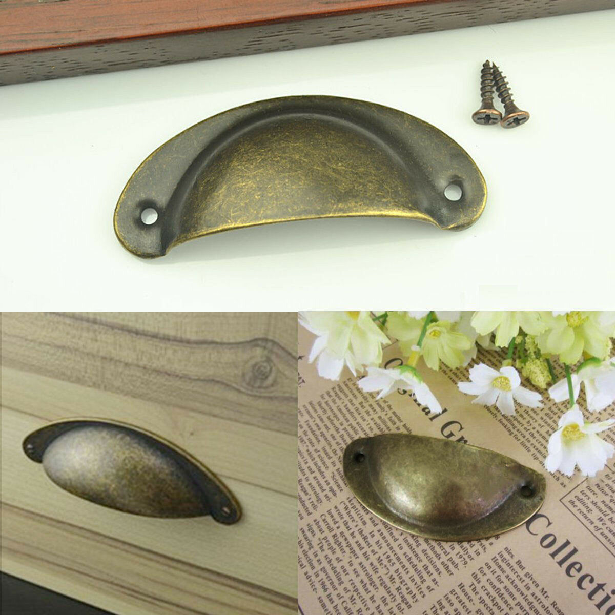 Antique Wrought Iron Door Handle Shells Cabinet Drawers