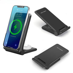 25W 2-in-1 Wireless Charger Dock for iPhone & Samsung - Fast Fordable Stand