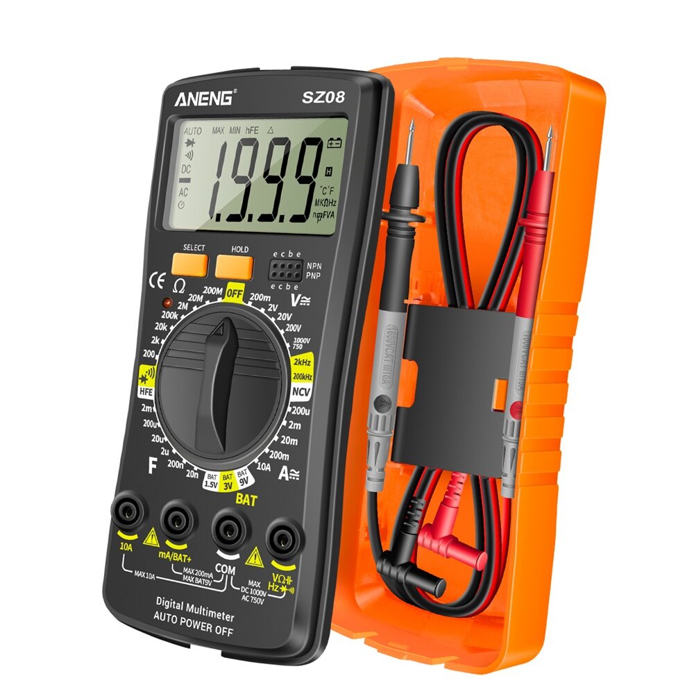 Ultra-thin Split LCD Digital Multimeter Tester with Stowable Test Pen Auto Voltmeter Resistance Tester Tool