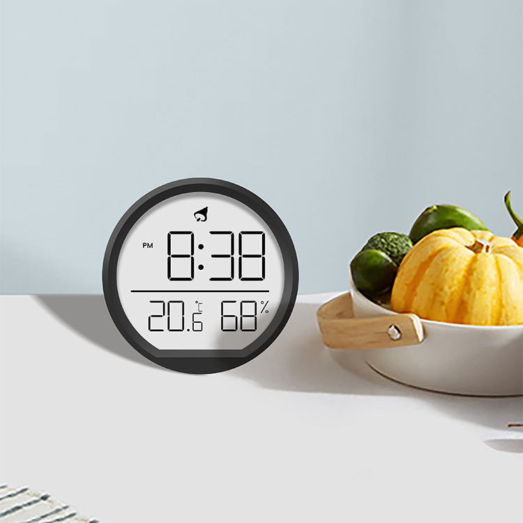 LED Electronic Hygrometer Alarm Clock with Temperature Display, Folding Bracket for Wall or Desk - Ideal for Living Room and Kitchen Decor