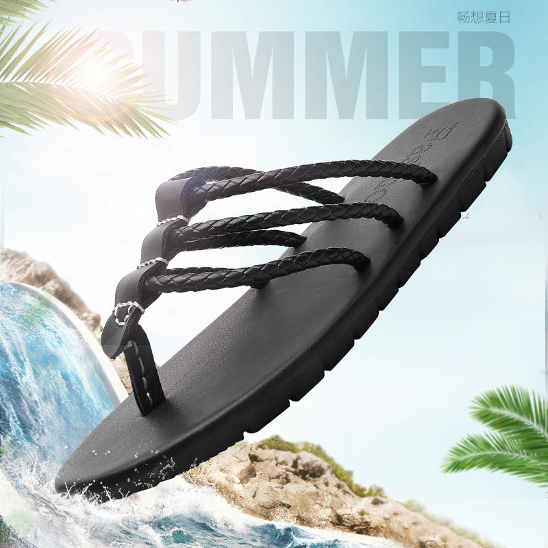 Men Genuine Leather Sandals Men The First Layer Of Leather Sandals Flip Flops Fashion Weaving Shoe