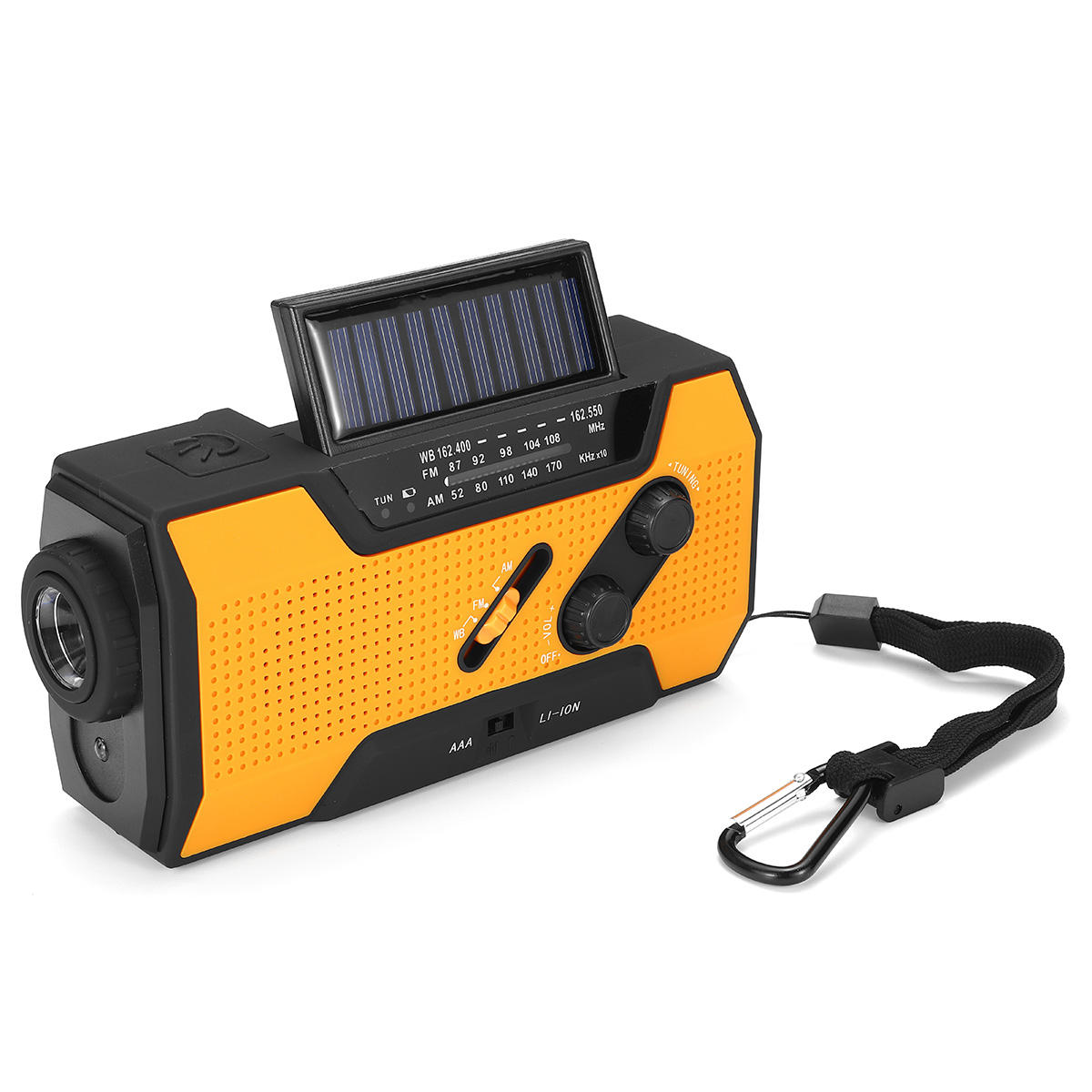 Portable AM FM NOAA Radio Solar Crank Emergency Weather Flashlight Rechargeable Power Bank for iPhone